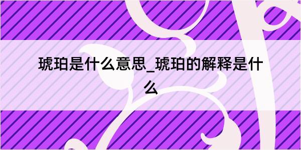 琥珀是什么意思_琥珀的解释是什么