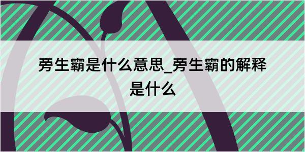 旁生霸是什么意思_旁生霸的解释是什么