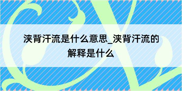 浃背汗流是什么意思_浃背汗流的解释是什么