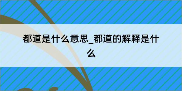 都道是什么意思_都道的解释是什么