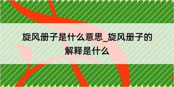 旋风册子是什么意思_旋风册子的解释是什么