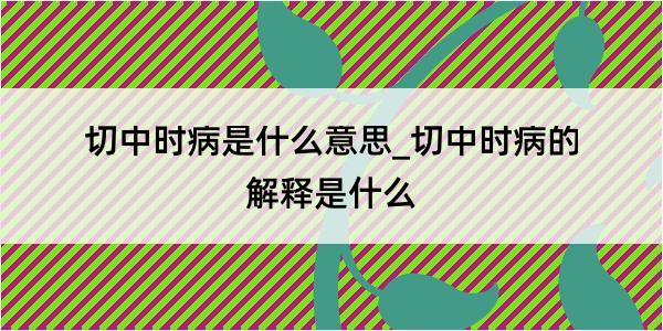 切中时病是什么意思_切中时病的解释是什么