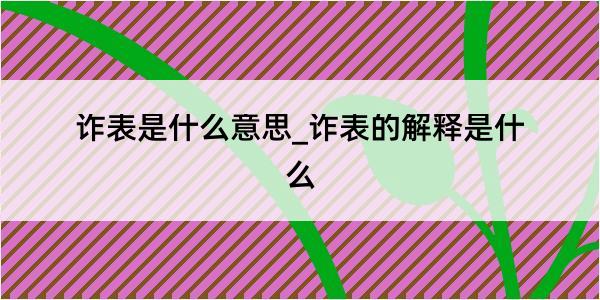 诈表是什么意思_诈表的解释是什么