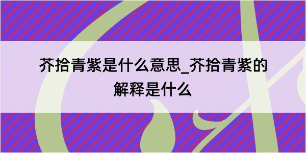 芥拾青紫是什么意思_芥拾青紫的解释是什么