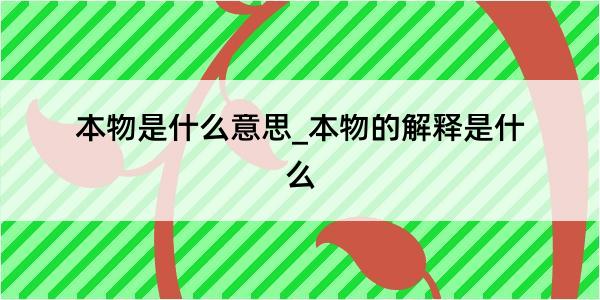 本物是什么意思_本物的解释是什么