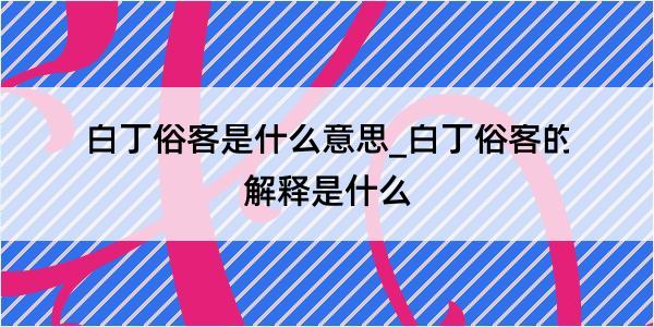 白丁俗客是什么意思_白丁俗客的解释是什么