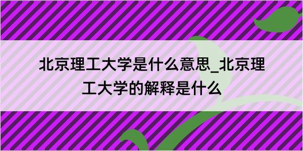 北京理工大学是什么意思_北京理工大学的解释是什么