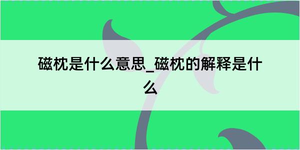 磁枕是什么意思_磁枕的解释是什么