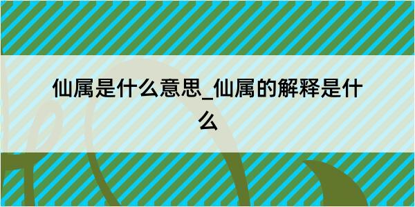 仙属是什么意思_仙属的解释是什么