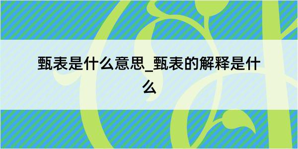 甄表是什么意思_甄表的解释是什么