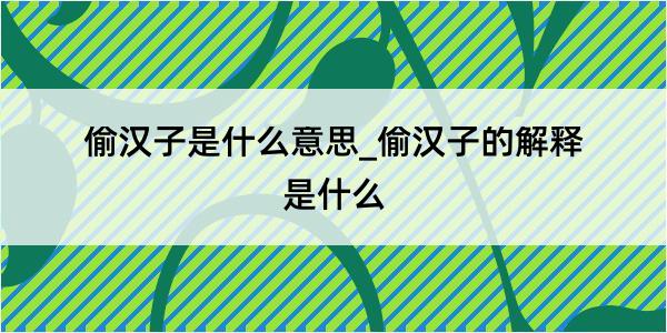 偷汉子是什么意思_偷汉子的解释是什么