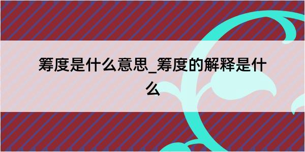 筹度是什么意思_筹度的解释是什么