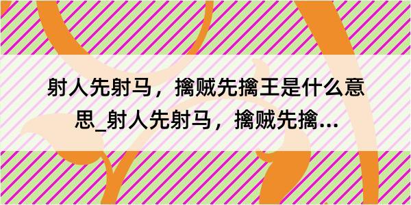 射人先射马，擒贼先擒王是什么意思_射人先射马，擒贼先擒王的解释是什么