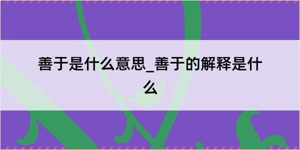 善于是什么意思_善于的解释是什么