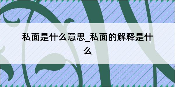 私面是什么意思_私面的解释是什么