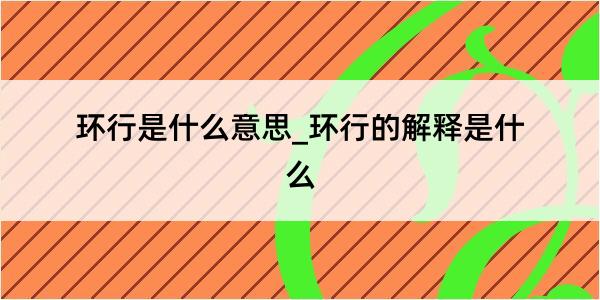 环行是什么意思_环行的解释是什么