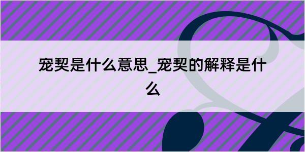 宠契是什么意思_宠契的解释是什么