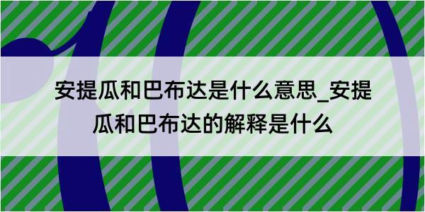 安提瓜和巴布达是什么意思_安提瓜和巴布达的解释是什么