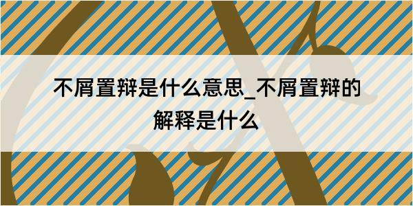 不屑置辩是什么意思_不屑置辩的解释是什么