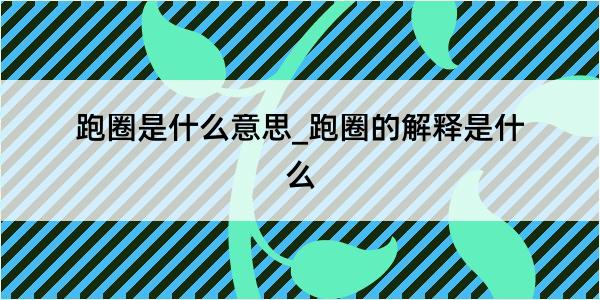 跑圈是什么意思_跑圈的解释是什么