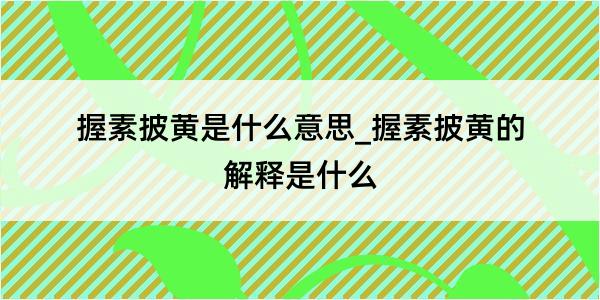 握素披黄是什么意思_握素披黄的解释是什么