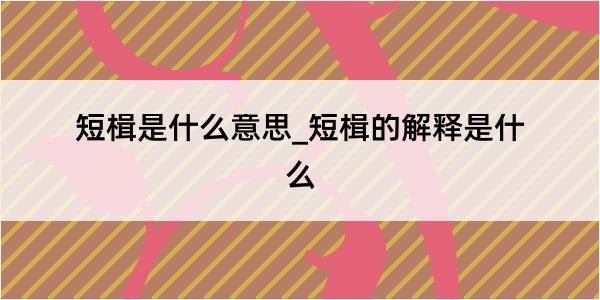 短楫是什么意思_短楫的解释是什么