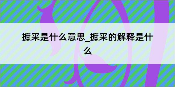 摭采是什么意思_摭采的解释是什么