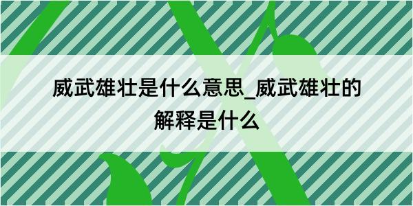 威武雄壮是什么意思_威武雄壮的解释是什么