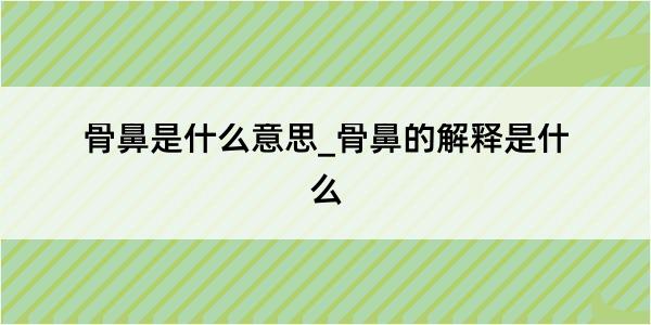 骨鼻是什么意思_骨鼻的解释是什么