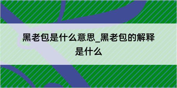 黑老包是什么意思_黑老包的解释是什么