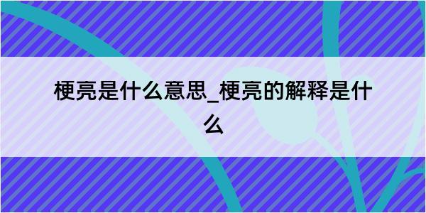 梗亮是什么意思_梗亮的解释是什么