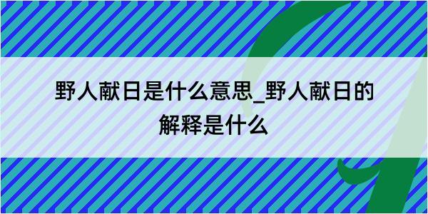 野人献日是什么意思_野人献日的解释是什么