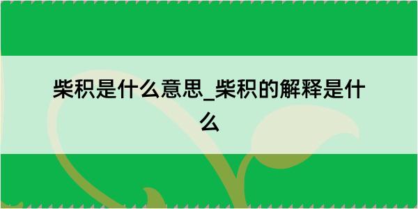 柴积是什么意思_柴积的解释是什么