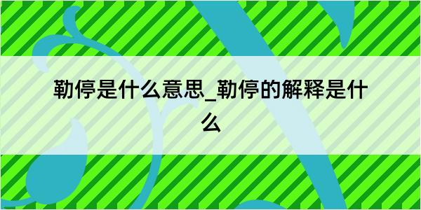 勒停是什么意思_勒停的解释是什么