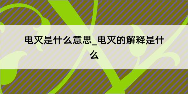 电灭是什么意思_电灭的解释是什么