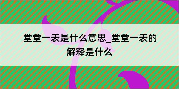 堂堂一表是什么意思_堂堂一表的解释是什么