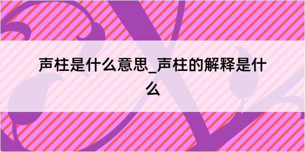 声柱是什么意思_声柱的解释是什么