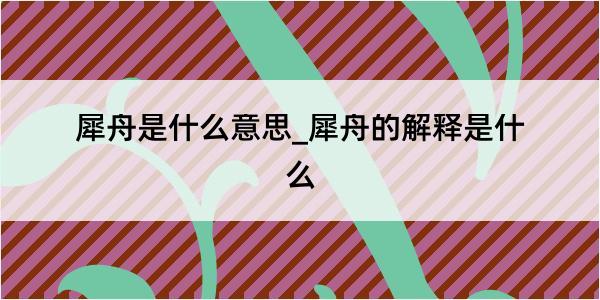 犀舟是什么意思_犀舟的解释是什么