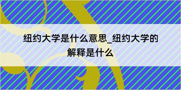 纽约大学是什么意思_纽约大学的解释是什么