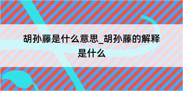 胡孙藤是什么意思_胡孙藤的解释是什么