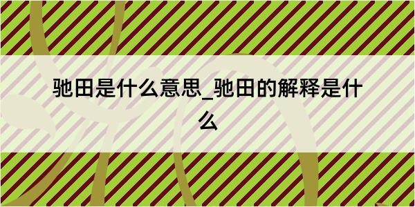 驰田是什么意思_驰田的解释是什么