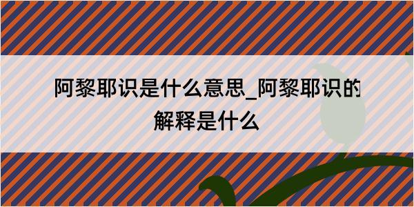 阿黎耶识是什么意思_阿黎耶识的解释是什么