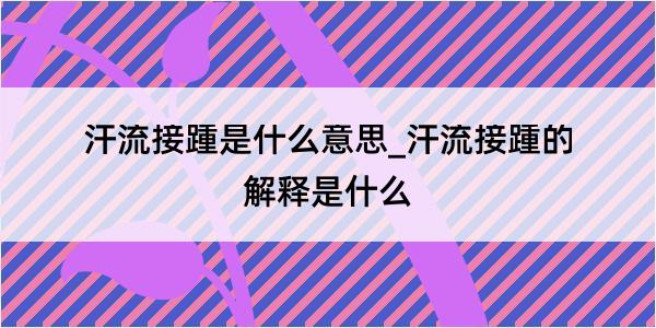 汗流接踵是什么意思_汗流接踵的解释是什么