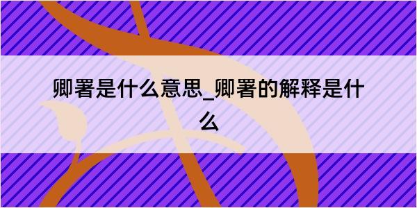 卿署是什么意思_卿署的解释是什么