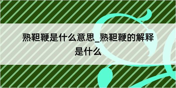 熟靼鞭是什么意思_熟靼鞭的解释是什么