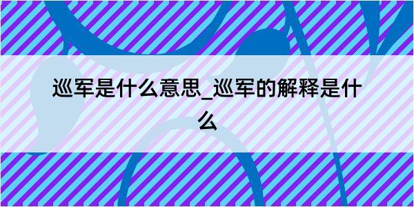 巡军是什么意思_巡军的解释是什么