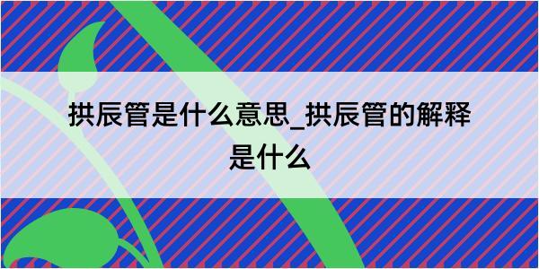 拱辰管是什么意思_拱辰管的解释是什么