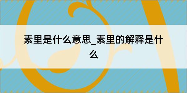 素里是什么意思_素里的解释是什么