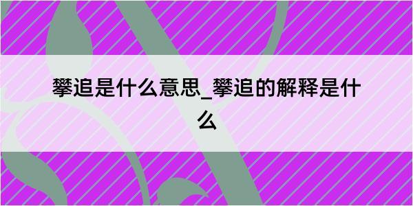 攀追是什么意思_攀追的解释是什么