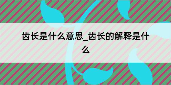 齿长是什么意思_齿长的解释是什么